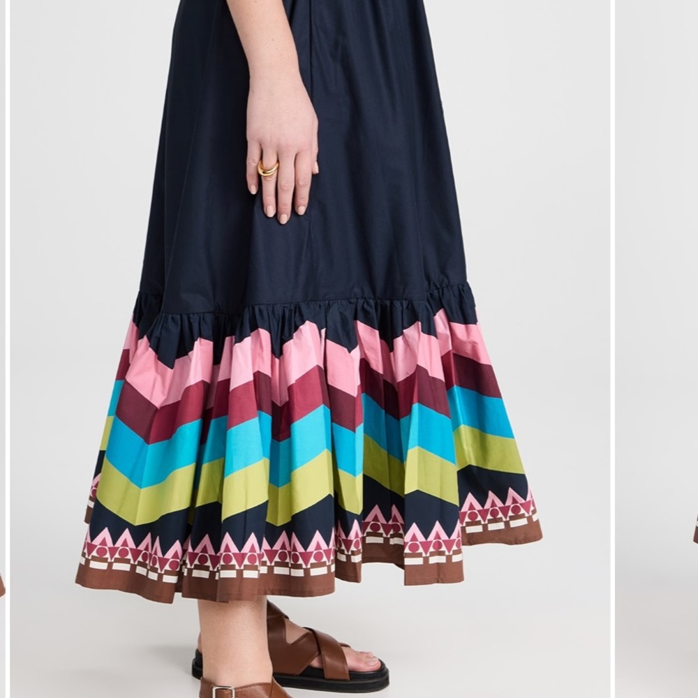 Black Multicolored Vibrant Chevron Patterned Midi… - image 3